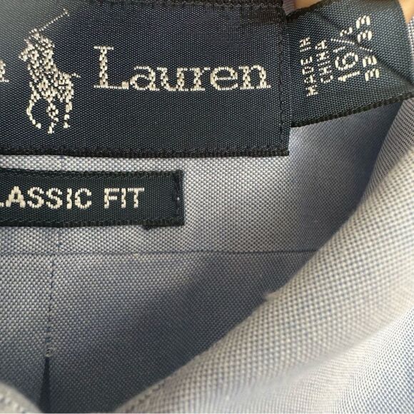 RALPH LAUREN Shirt Men Size 16.5 x 32/33 Blue Pony Logo Office Work Classic Fit - Picture 7 of 10